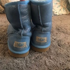 Girls Blue Metallic Classic Ugg Boot